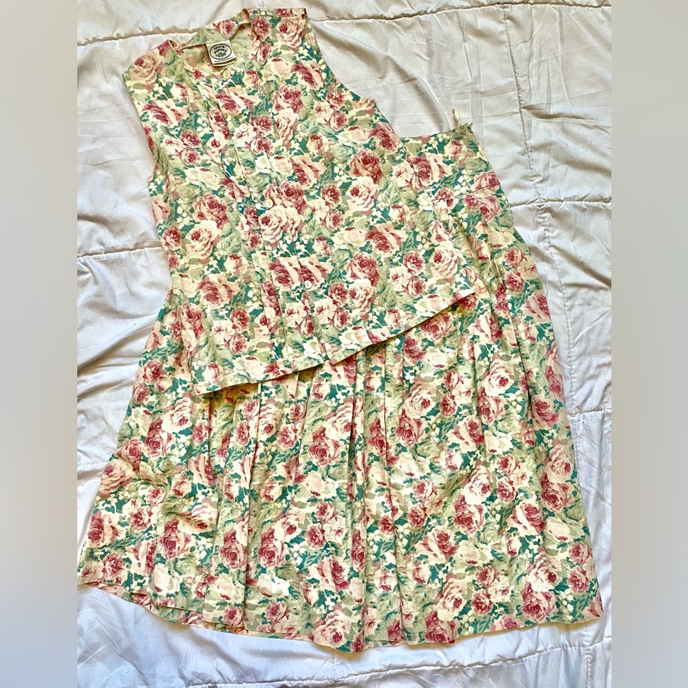 Rare Vintage Laura Ashley Floral 2 Piece Outfit 1990s Laura Ashley Set Sz 10/12